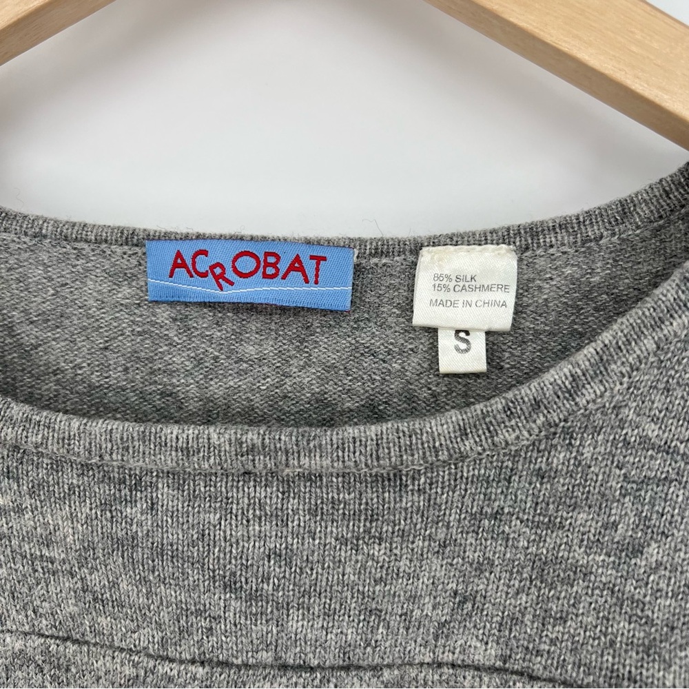 Acrobat Sweater Women's Small‎ Silk Cashmere Ruffle Hem Pullover Gray Back Slit - Picture 5 of 12